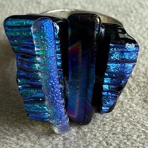 Elegant Blue and Black Statement Ring